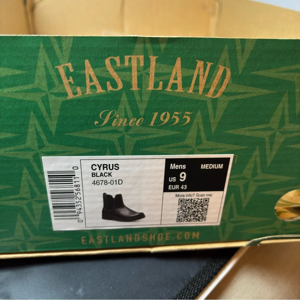 New Eastland Cyrus Men’s‎ Chelsea Boots Black Size 9D New With Box